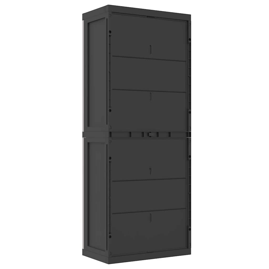 vidaXL Outdoor Storage Cabinet Grey and Black 65x37x165 cm PP