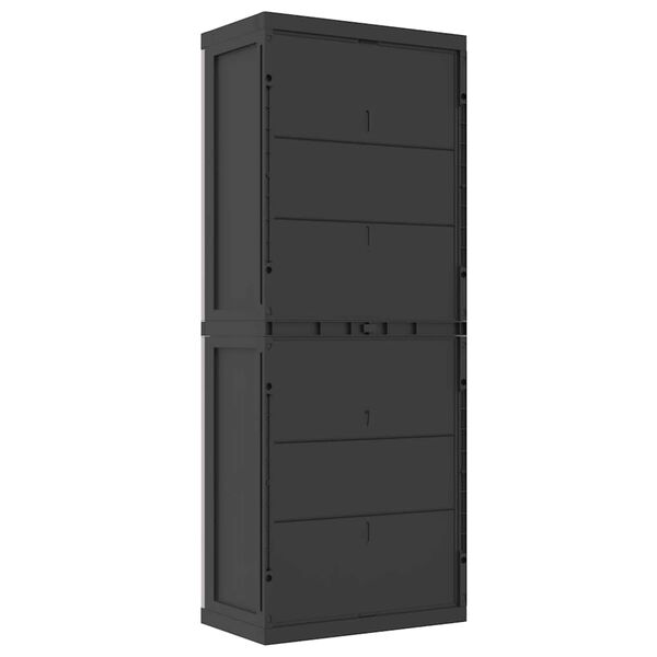 vidaXL Outdoor Storage Cabinet Grey and Black 65x37x165 cm PP