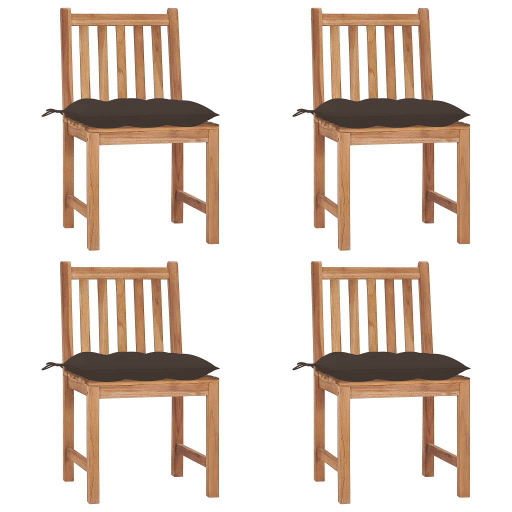 vidaXL Garden Chairs 4 pcs with Cushions Solid Teak Wood