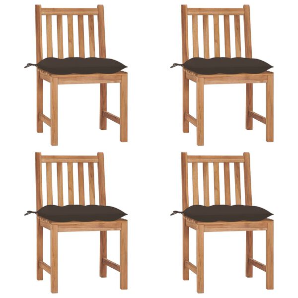vidaXL Garden Chairs 4 pcs with Cushions Solid Teak Wood