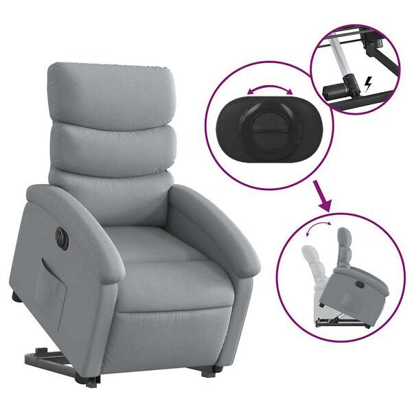 vidaXL Electric Stand up Recliner Chair Light Grey Fabric