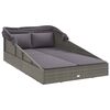 vidaXL Sunbed with Foldable Roof Grey 200x114x128 cm Poly Rattan