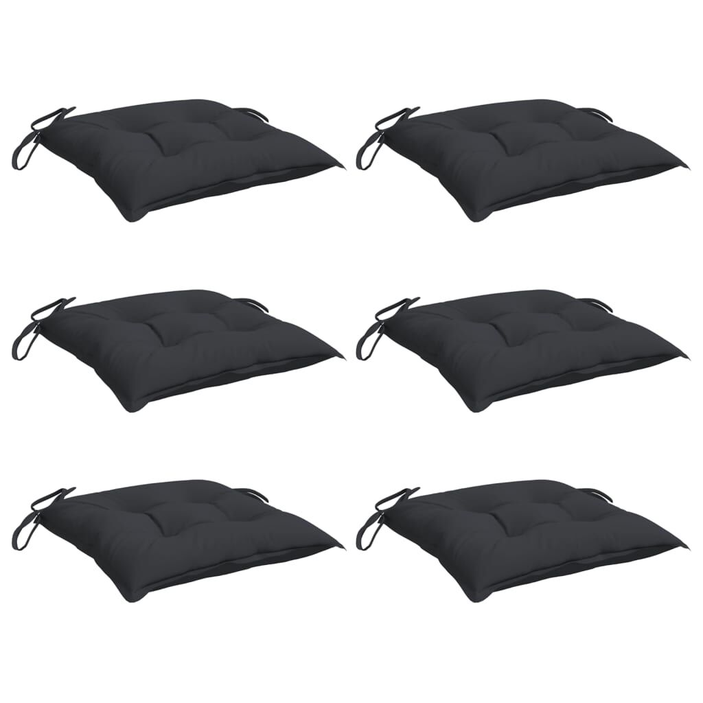 vidaXL Chair Cushions 6 pcs Black 40x40x7 cm Oxford Fabric