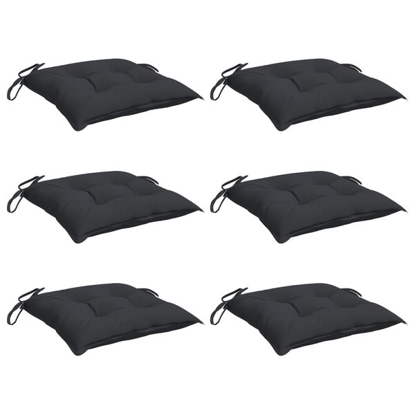 vidaXL Chair Cushions 6 pcs Black 40x40x7 cm Oxford Fabric