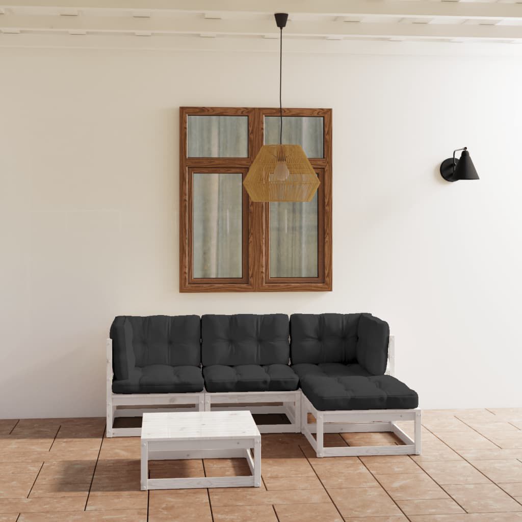 vidaXL 5 Piece Garden Lounge Set with Cushions Solid Pinewood
