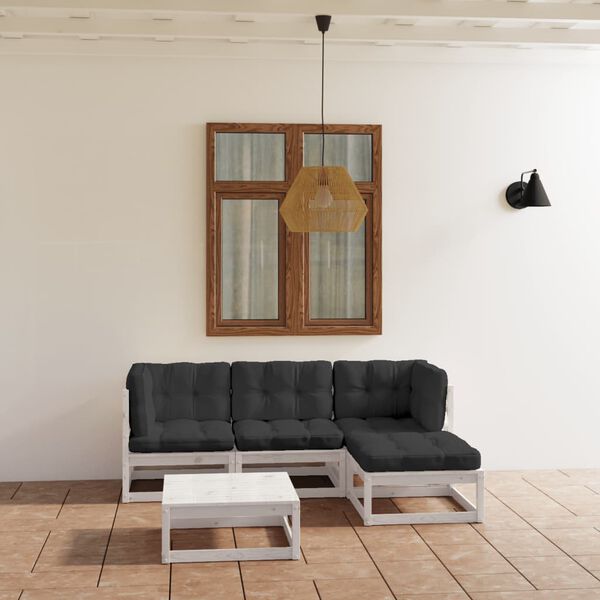 vidaXL 5 Piece Garden Lounge Set with Cushions Solid Pinewood