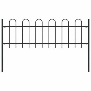 vidaXL Garden Fence Boxtel with Hoop Top Steel 181x100 cm Black