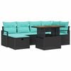 vidaXL Garden Sofa Set Height-Adjustable 7 pcs Black Poly Rattan