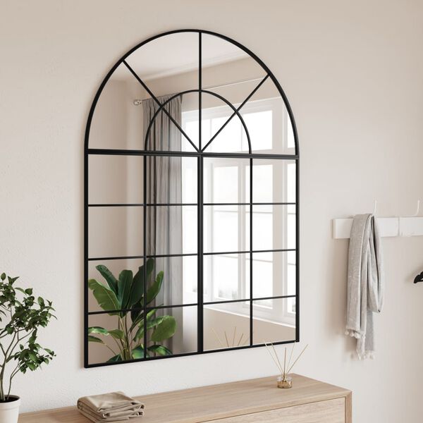 vidaXL Wall Mirror Black 100x130 cm Arch Iron
