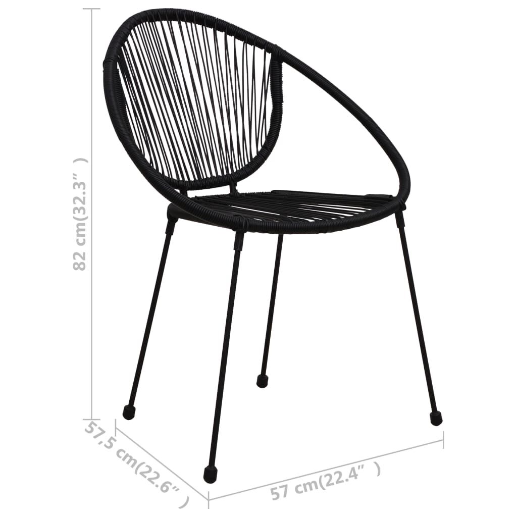 vidaXL 3 Piece Outdoor Dining Set PVC Rattan Black