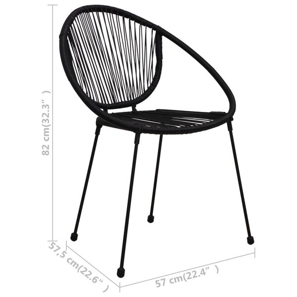 vidaXL 3 Piece Outdoor Dining Set PVC Rattan Black