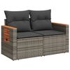 vidaXL Garden Sofa with Cushions 2-Seater Grey Poly Rattan