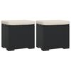 vidaXL Ottomans with Cushions 2 pcs Black 40x30x40 cm Poly Rattan