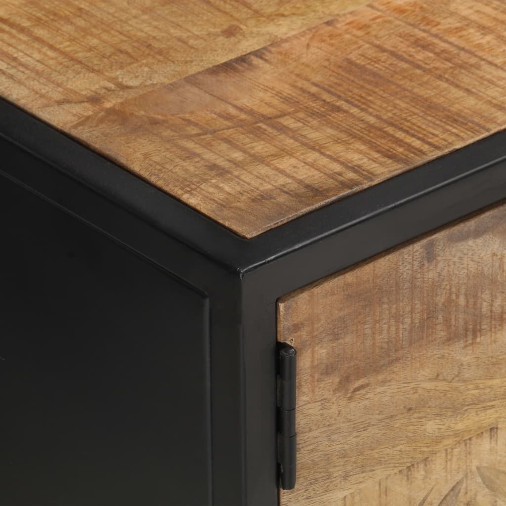 vidaXL TV Cabinet with Carved Door 130x30x40 cm Rough Mango Wood