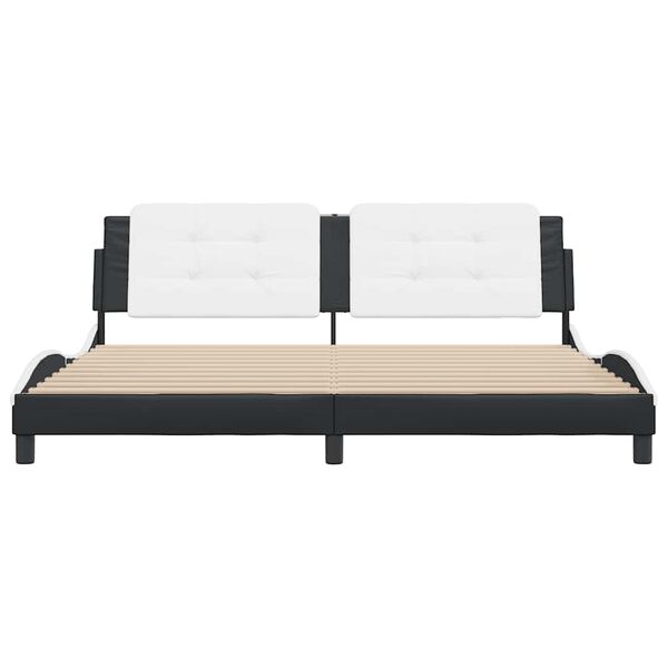 vidaXL Bed Frame without Mattress "Zadar" Black and White 193x203 cm Faux Leather