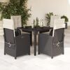 vidaXL 5 Piece Garden Dining Set with Cushions Black Poly Rattan