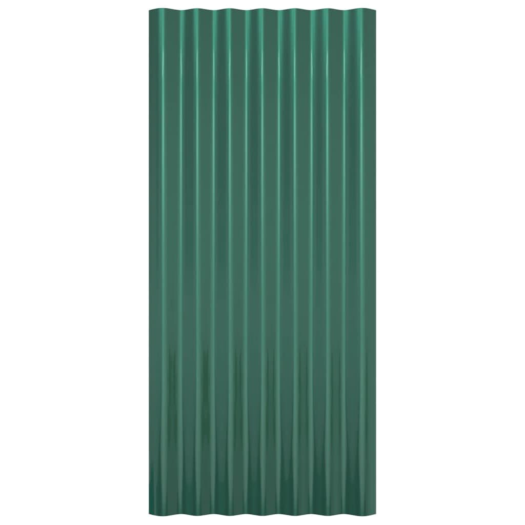 vidaXL Roof Panels 36 pcs Powder-coated Steel Green 80x36 cm