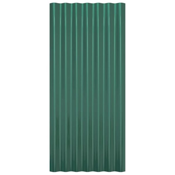 vidaXL Roof Panels 36 pcs Powder-coated Steel Green 80x36 cm