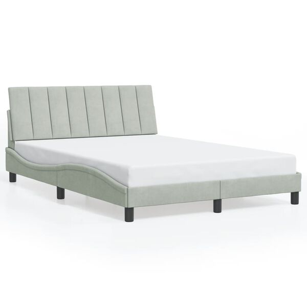 vidaXL Bed Frame without Mattress "Hanko" Light Grey 137x190 cm Double Velvet