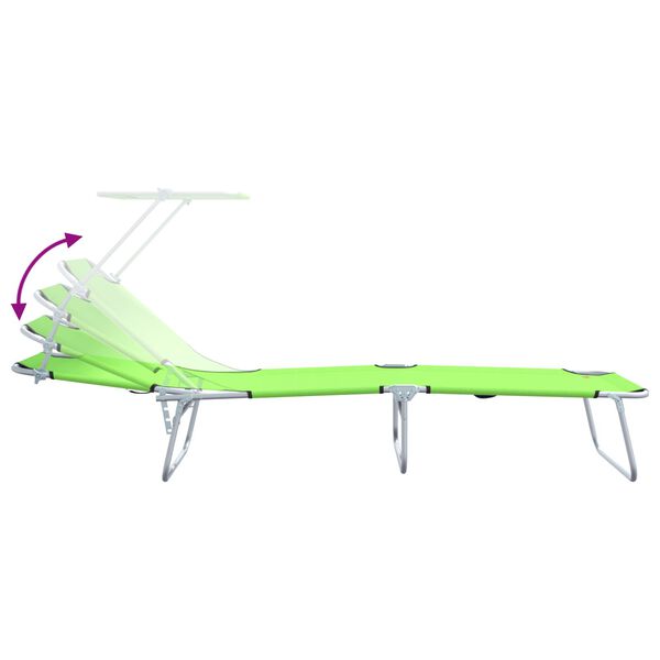 vidaXL Folding Sun Lounger with Canopy Steel Apple Green