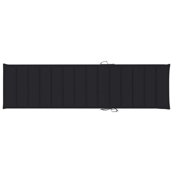 vidaXL Sun Lounger with Black Cushion Solid Teak Wood