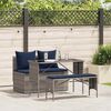 vidaXL 3 Piece Garden Dining Set with Cushions Grey Poly Rattan