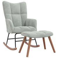 vidaXL Rocking Chair with a Stool Light Grey Velvet