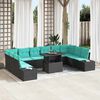 vidaXL Garden Sofa Set with Storage 11 pcs Black Poly rattan