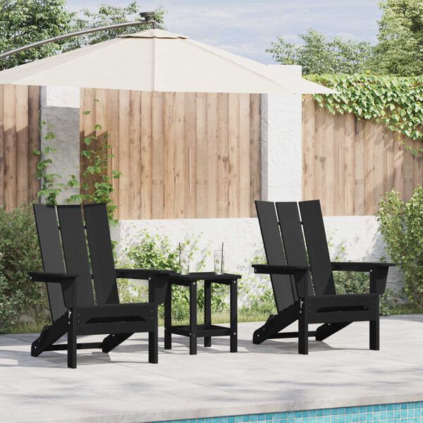 vidaXL Foldable Adirondack Chairs 2 pcs Black 74.5x80.5x90 cm HDPE
