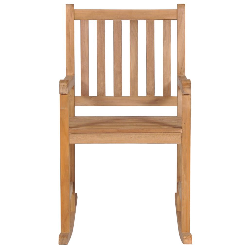 vidaXL Rocking Chair with Grey Cushion Solid Teak Wood