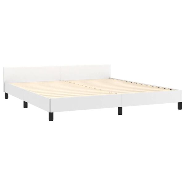 vidaXL Bed Frame without Mattress White California King Faux Leather
