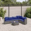 vidaXL 7 Piece Garden Sofa Set with Cushions Grey Poly Rattan