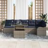 vidaXL Garden Sofa Set with Cushion 7 pcs Grey Poly Rattan