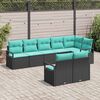 vidaXL Garden Sofa Set 8 pcs Black and Turquoise Poly Rattan