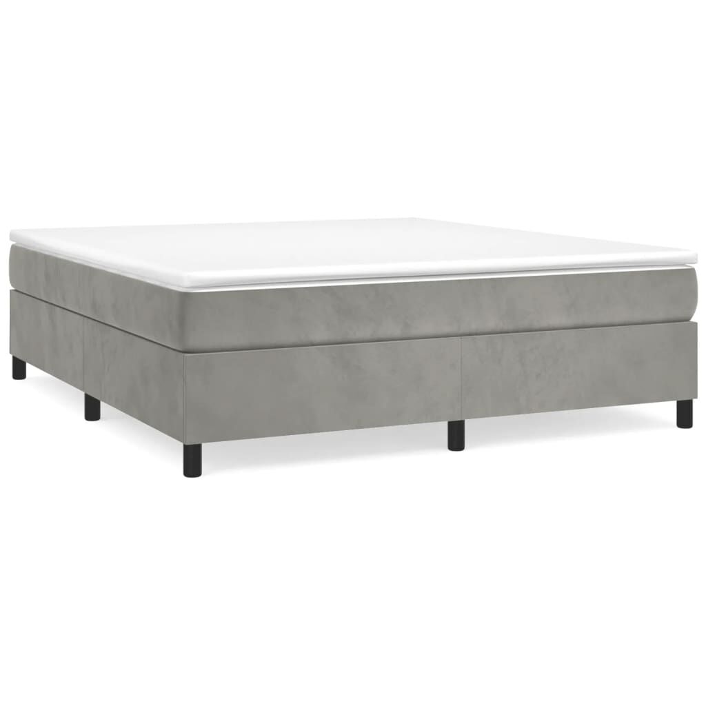 vidaXL Box Spring Bed with Mattress Light Grey 193x203 cm King Velvet