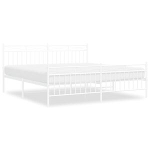 vidaXL Metal Bed Frame without Mattress with Footboard White 183x213cm