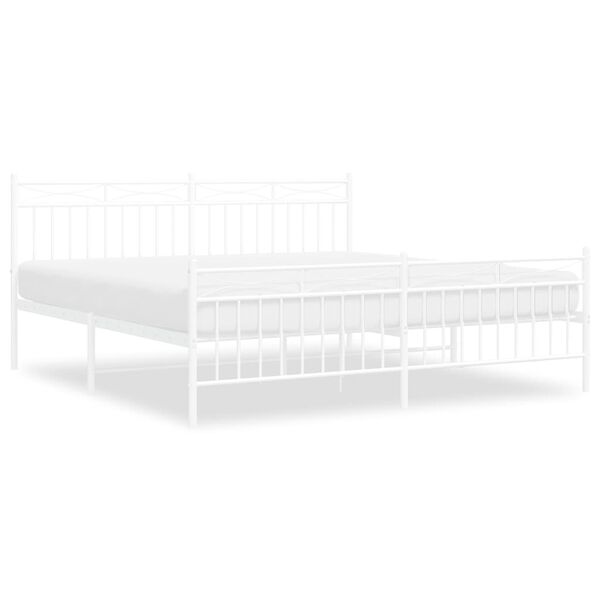 vidaXL Metal Bed Frame without Mattress with Footboard White 183x213cm