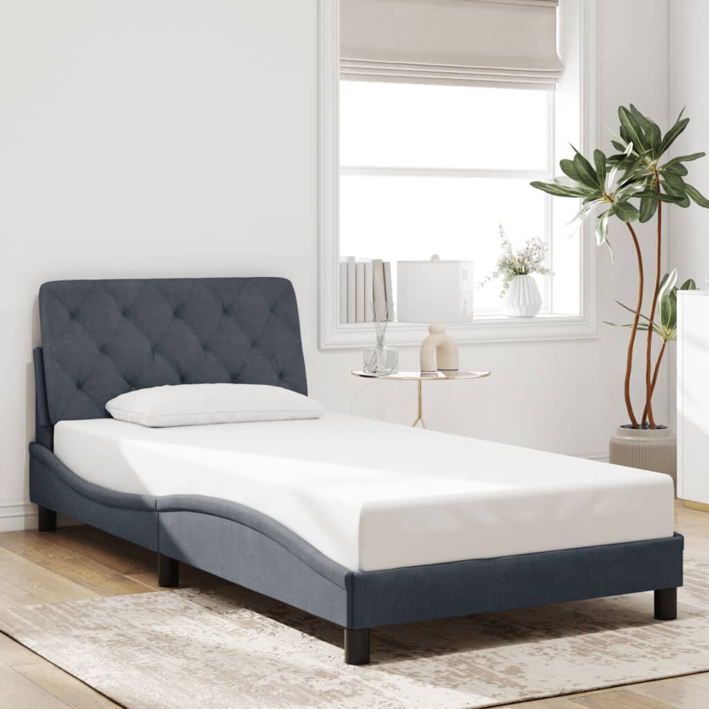 vidaXL Bed Frame without Mattress Dark Grey 100x190 cm Velvet