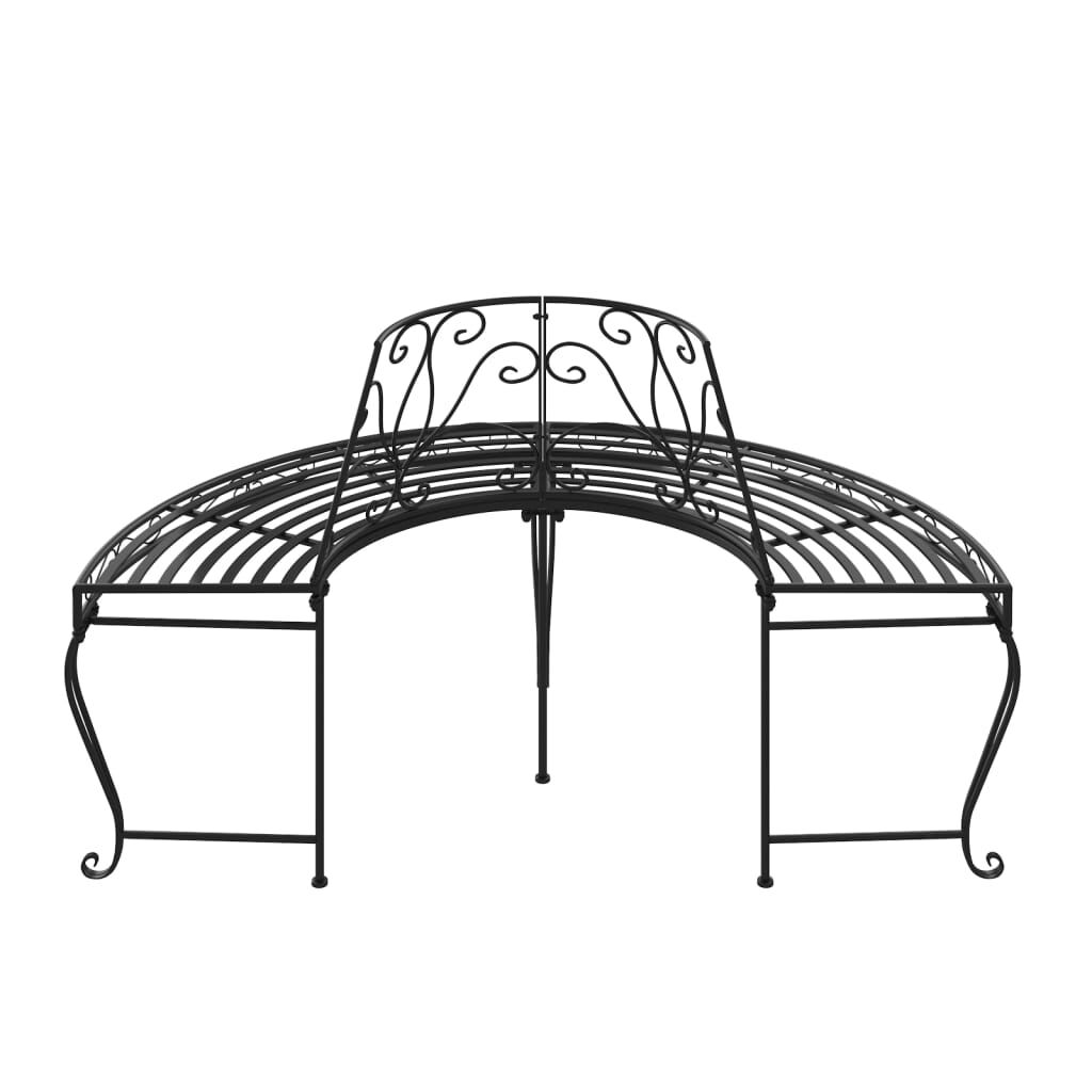 vidaXL Half Round Tree Bench Ø160 cm Black Steel