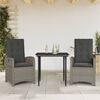 vidaXL 7 Piece Garden Dining Set with Cushions Grey Poly Rattan