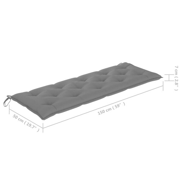 vidaXL Stacking Garden Bench with Cushion 159 cm Solid Teak Wood