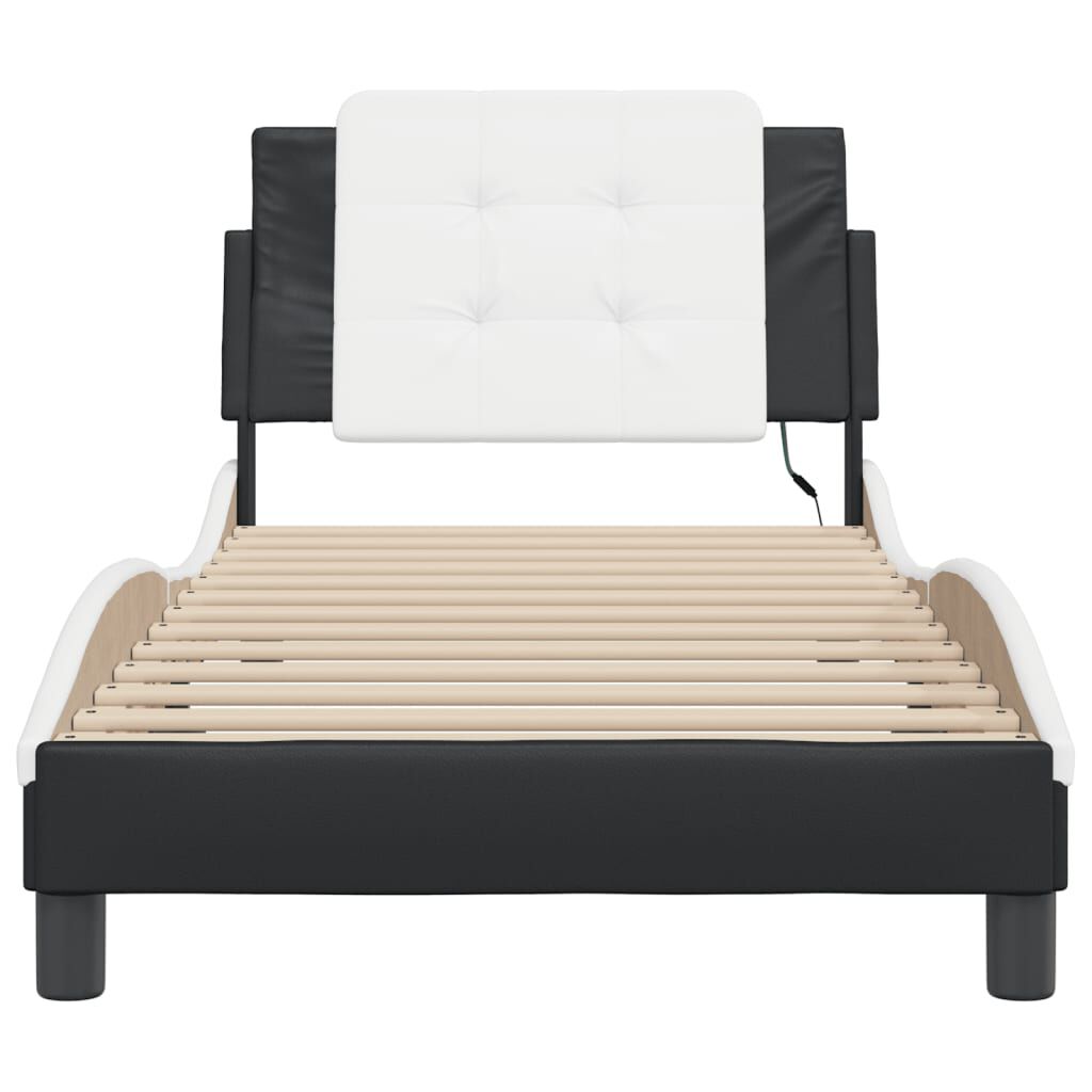 vidaXL Bed Frame with LED without Mattress Black and White 100x190 cm