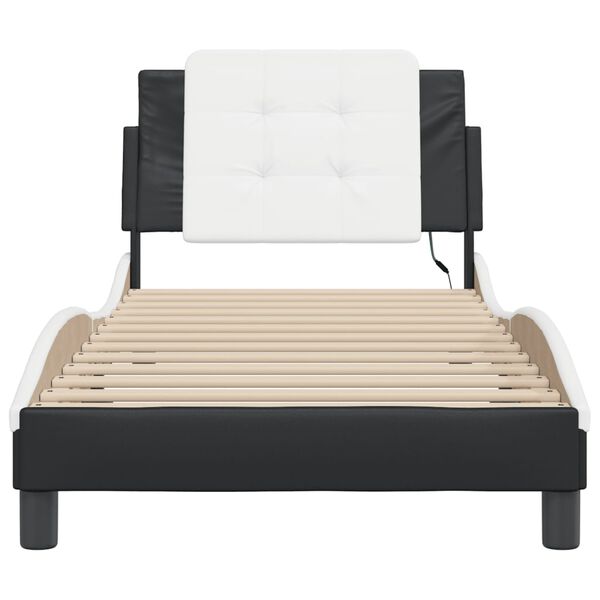 vidaXL Bed Frame with LED without Mattress "Zadar" Black and White 100x190 cm