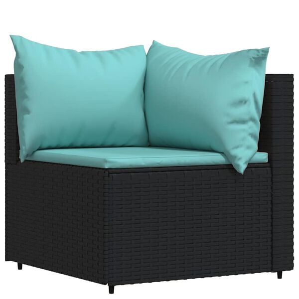 vidaXL 4 Piece Garden Lounge Set with Cushions Black Poly Rattan