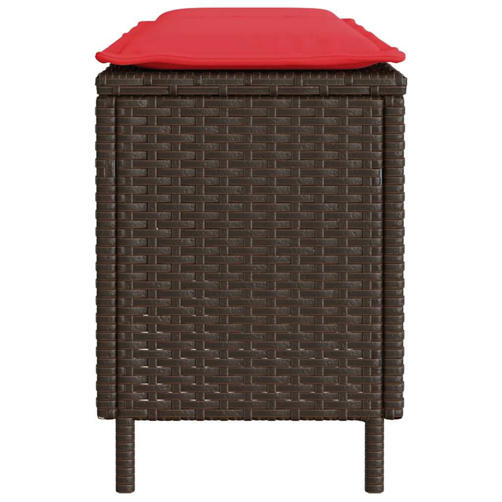 vidaXL Garden Bench with Cushion Brown 110x30x40.5 cm Poly Rattan