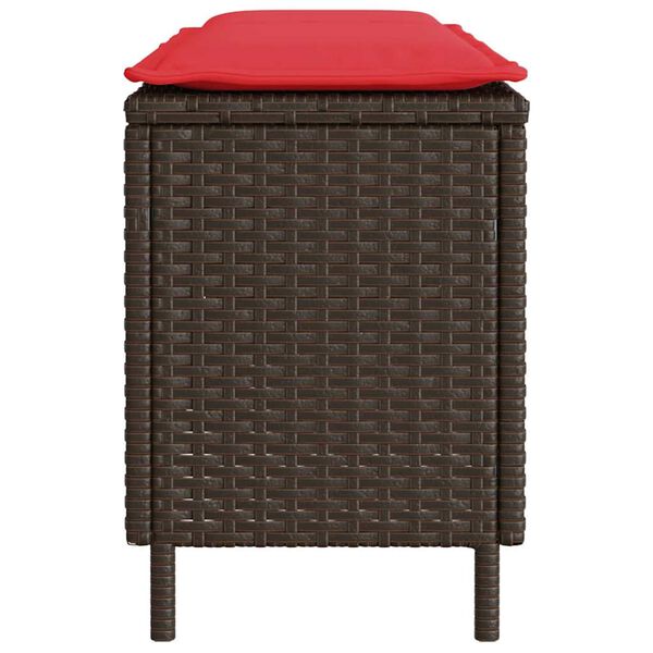 vidaXL Garden Bench with Cushion Brown 110x30x40.5 cm Poly Rattan