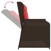 vidaXL Reclining Garden Bench with Cushions Brown Poly Rattan