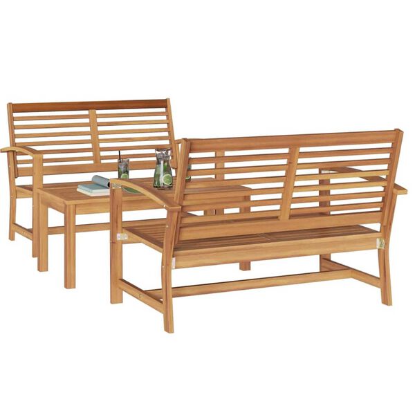 Garden Sofa Set 3 pcs Natural Solid teak wood