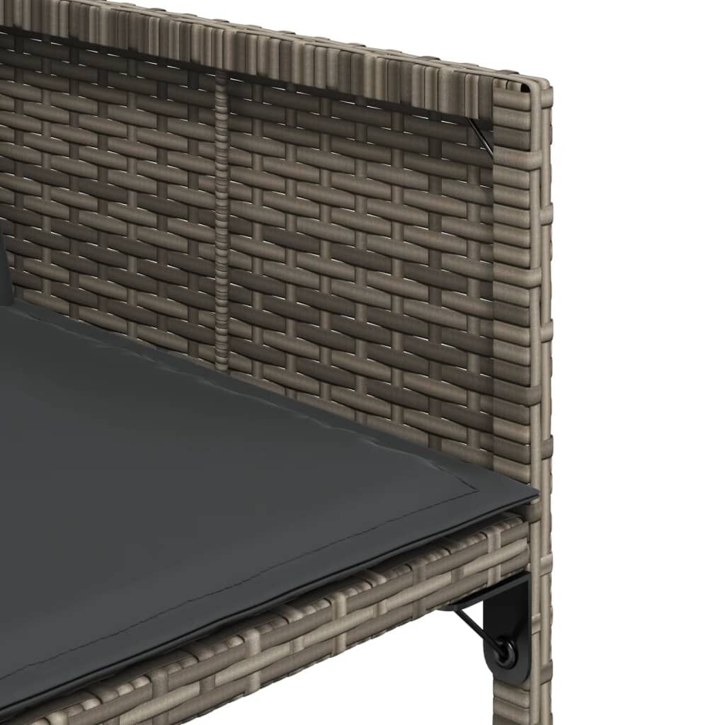 vidaXL 9 Piece Garden Dining Set with Cushions Grey Poly Rattan