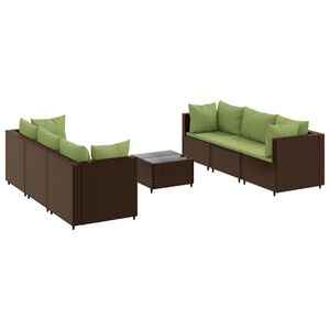 vidaXL 7 Piece Garden Lounge Set with Cushions Brown Poly Rattan